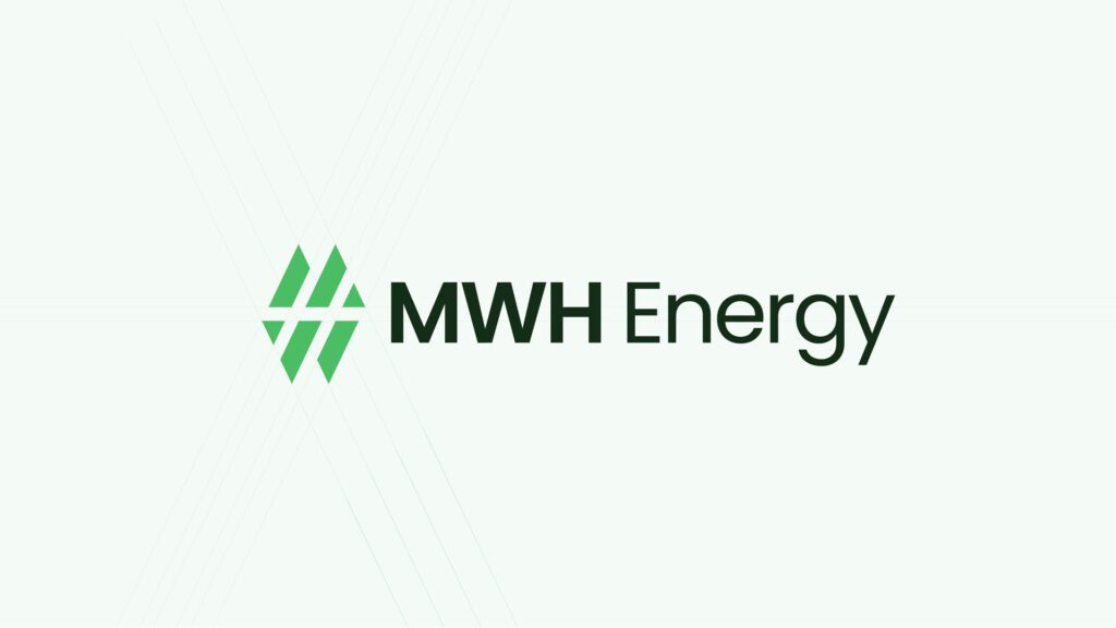 Het logo van MWH Energy in de kleur groen